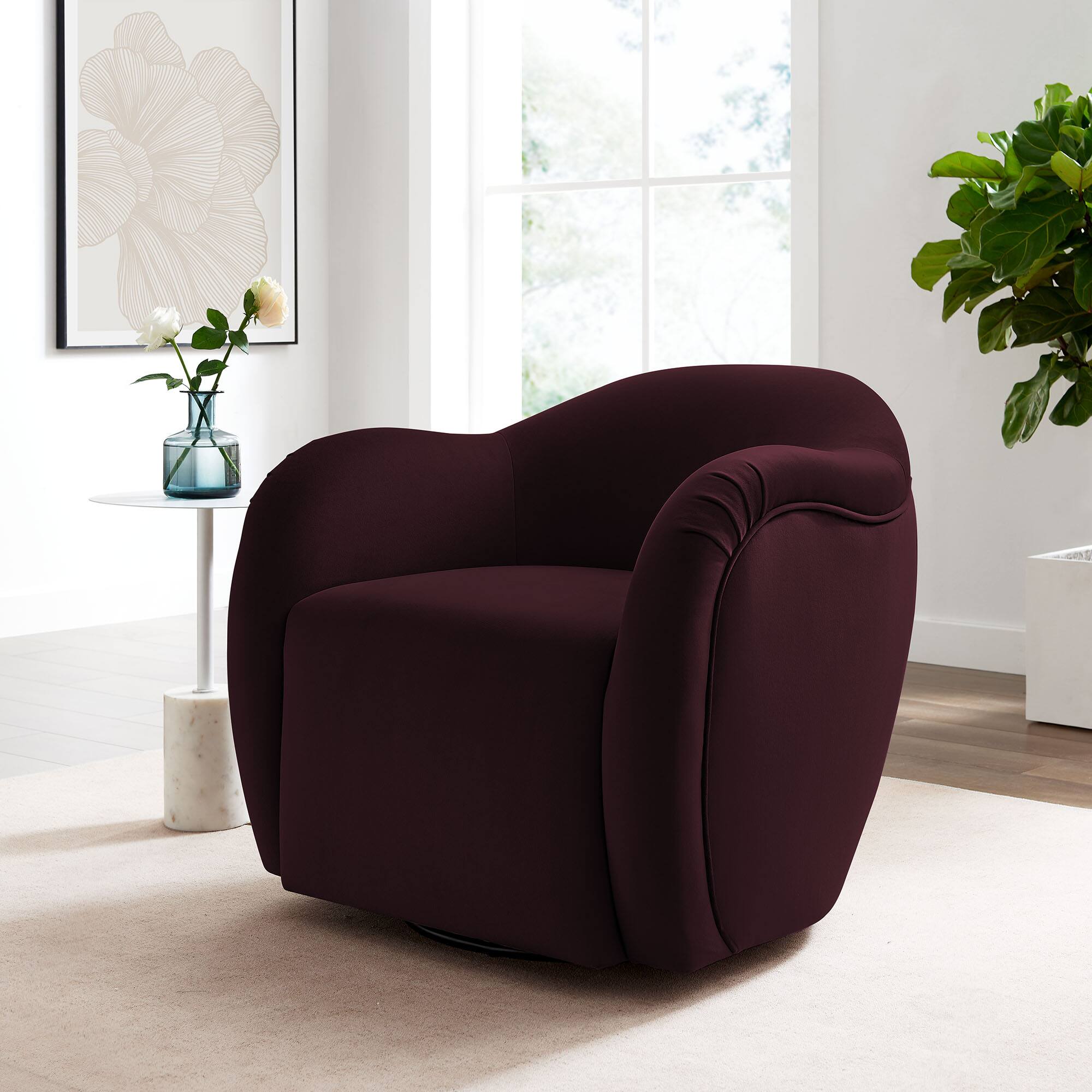 Alt View 4. Modway - Compose Performance Velvet Swivel Armchair by Modway - Red.
