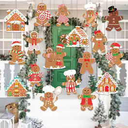 Refined Abode Design - Candy Gingerbread Christmas Outdoor Decorations Large Hanging Cane Man Lollipop Decor Yard Porch Tree - Multi