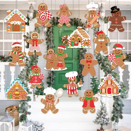 Front. Refined Abode Design - Candy Gingerbread Christmas Outdoor Decorations Large Hanging Cane Man Lollipop Decor Yard Porch Tree - MULTI.