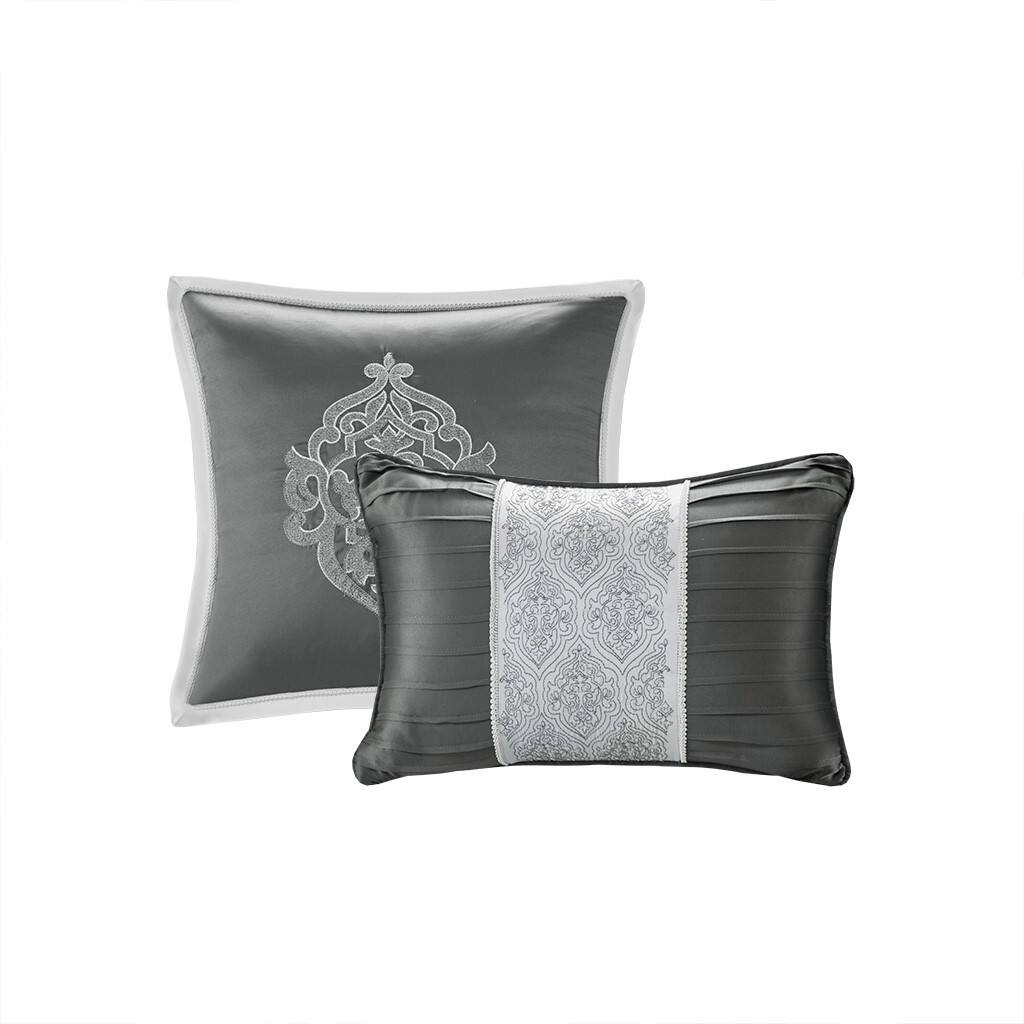 Alt View 1. TinyHomie - 8 Piece Jacquard Comforter Set Silver/Silver Queen - Silver and Silver.