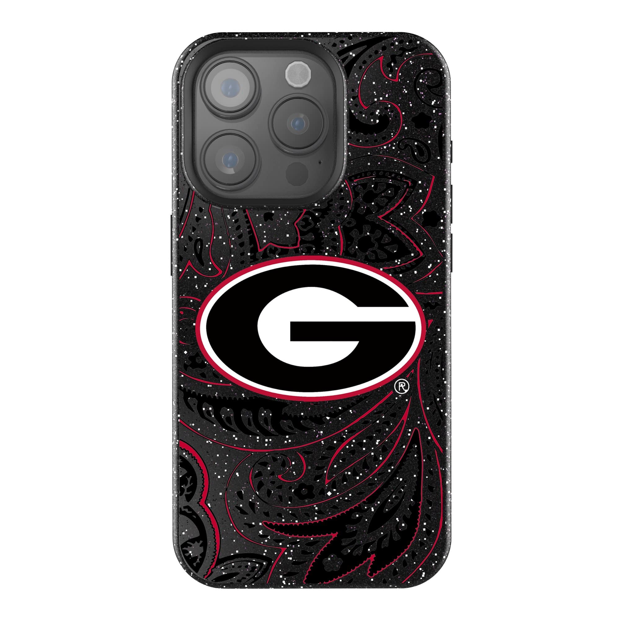 Photos - Case Keyscaper - NCAA - Georgia Bulldogs Paisley Bling iPhone  - 16 Pro Max - Black