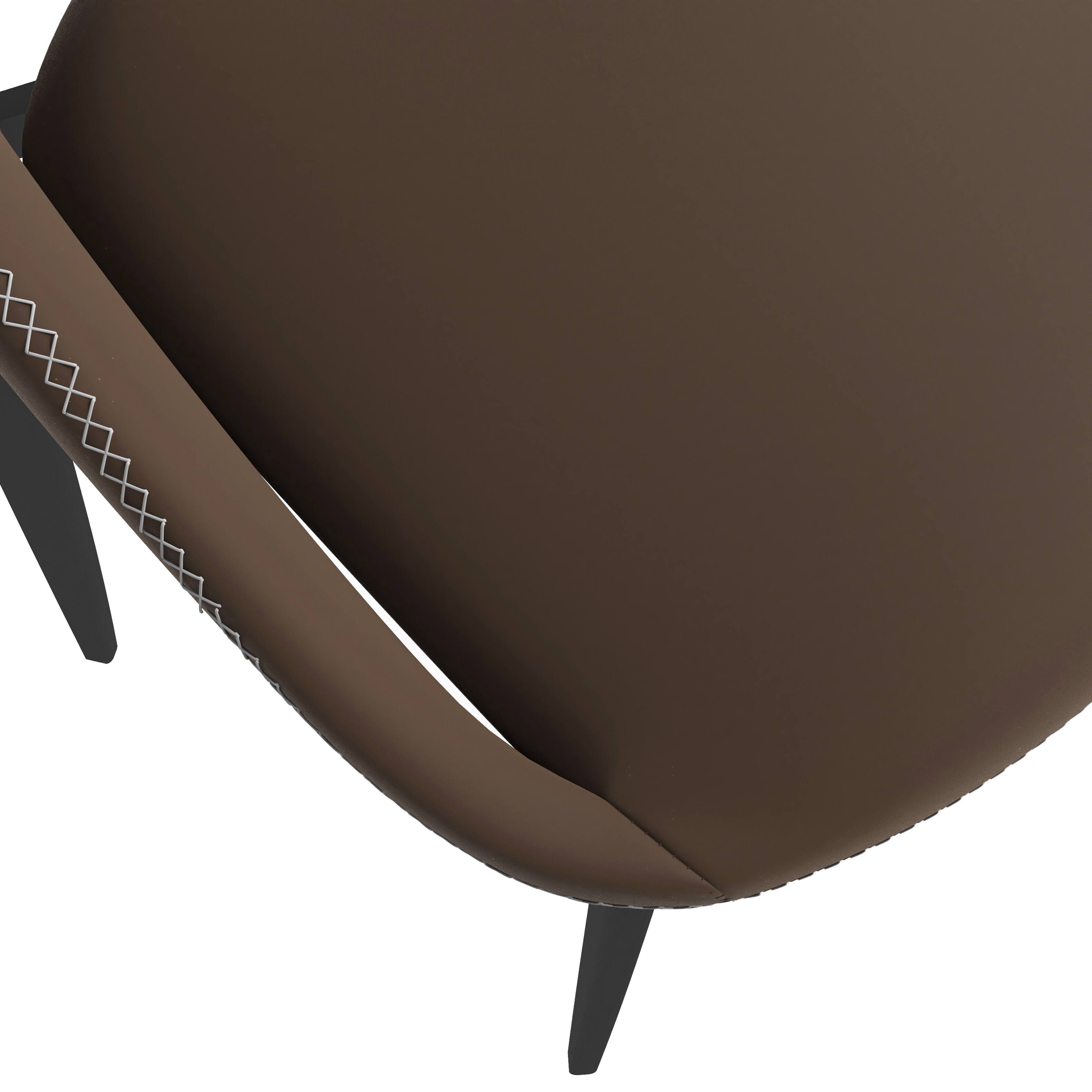 Alt View 6. LeisureMod - Amalfi Modern Upholstered Fabric Dining Chair, Curved Open Back Accent Side Kitchen Chair with Metal Legs - Dark Brown.