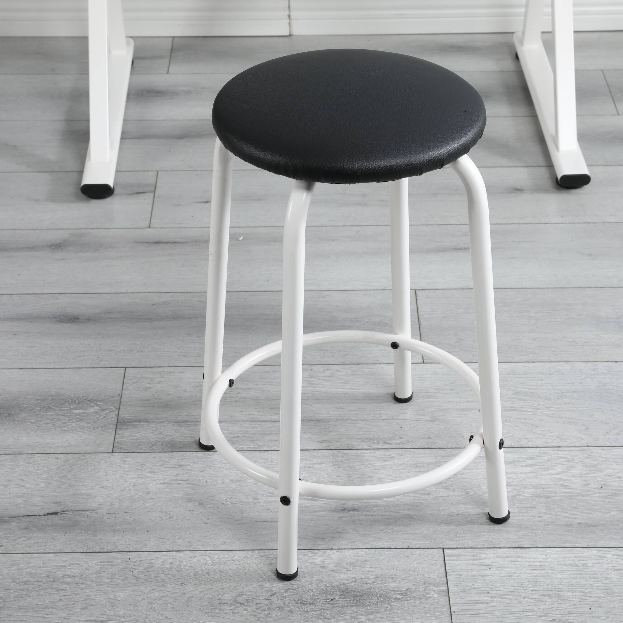 Left. GOODSILO - Adjustable Tempered Glass Drafting Table with Stool - Height and Angle Adjustable Workspace for Artists and Designers - White.