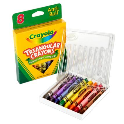 Anti-Roll 8 Crayola Triangular Crayons - Crayola Triangular Crayons writing grip! Proper writing grip! Promote proper writing grip! Nontoxic Crayons