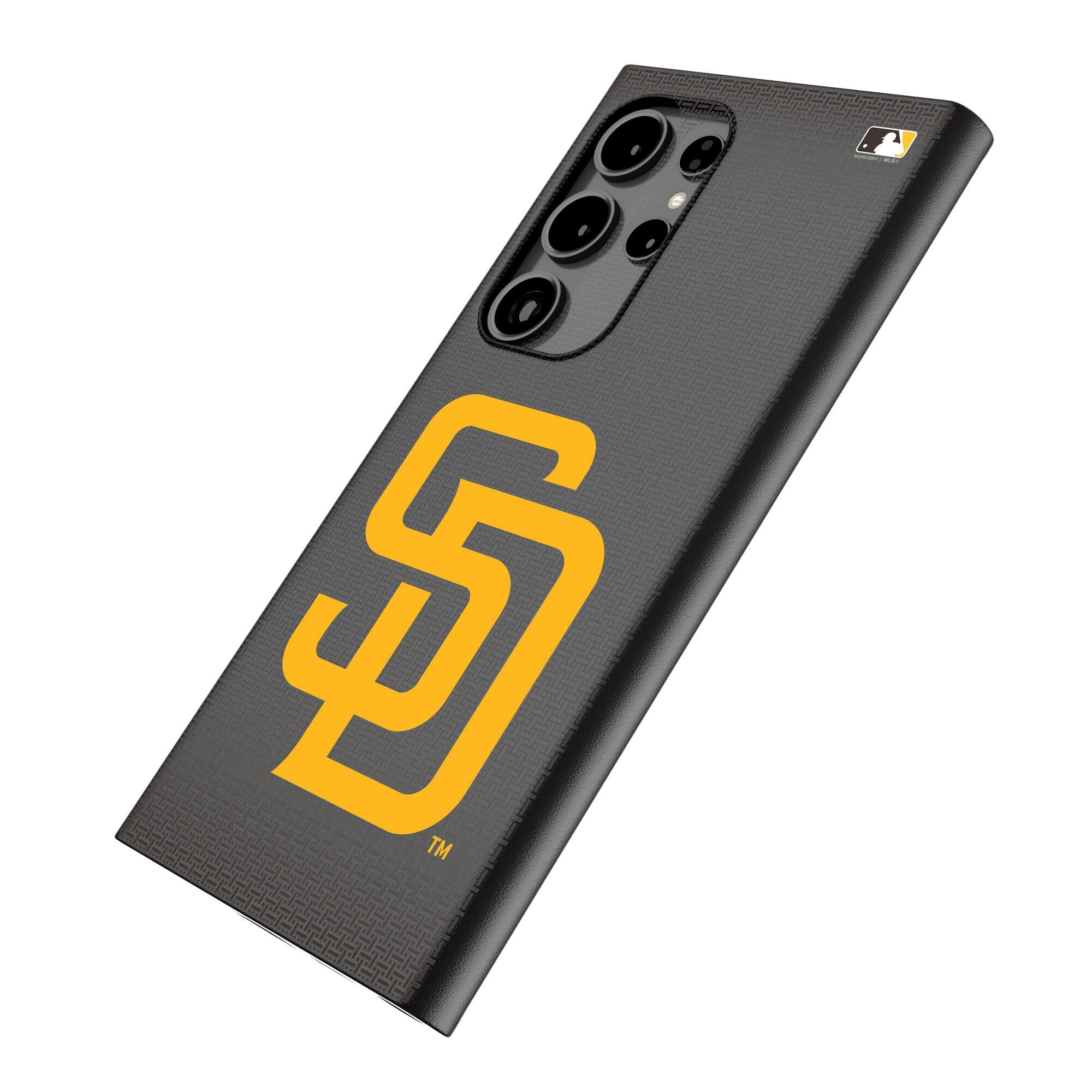 Alt View 1. Keyscaper - San Diego Padres Linen Galaxy Magnetic Bump Case - S24 - Black.