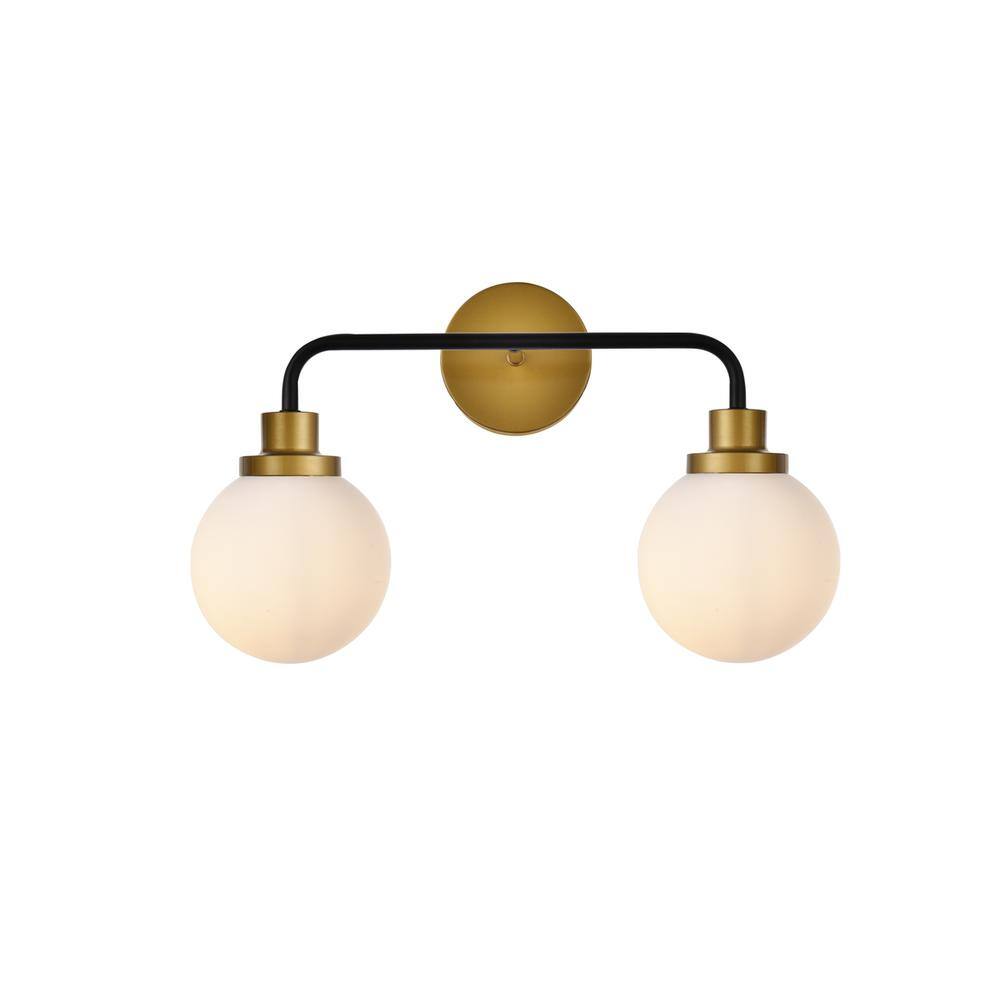 Alt View 3. Living District - Hanson 2 lights bath sconce in black with brass with frosted shade - Black And Brass And Frosted Shade.