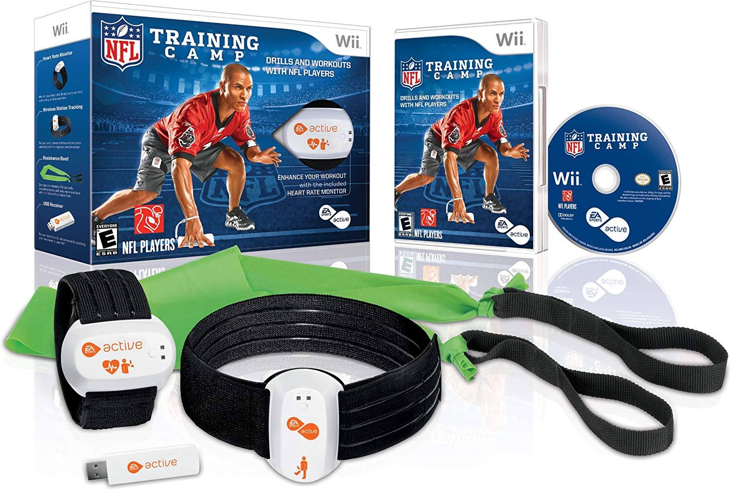 Sure, here is the corrected and grouped text from the image:

---

**Wii**

**TRAINING CAMP**

**DRILLS AND WORKOUTS WITH NFL PLAYERS**

**EA active**

**ENHANCE YOUR WORKOUT with the included HEART RATE MONITOR**

**NFL PLAYERS**

**EVERYONE**

**E**

**ESRB**

**Wii**

**TRAINING CAMP**

**DRILLS AND WORKOUTS WITH NFL PLAYERS**

**EA active**

**NFL PLAYERS**

**E**

**ESRB**

**Wii**

**TRAINING CAMP**

**DRILLS AND WORKOUTS WITH NFL PLAYERS**

**EA active**

**NFL PLAYERS**

**E**

**ESRB**

**Wii**

**TRAINING CAMP**

**DRILLS AND WORKOUTS WITH NFL PLAYERS**

**EA active**

**NFL PLAYERS**

**E**

**ESRB**

**Wii**

**TRAINING CAMP**

**DRILLS AND WORKOUTS WITH NFL PLAYERS**

**EA active**

**NFL PLAYERS**

**E**

**ESRB**

**Wii**

**TRAINING CAMP**

**DRILLS AND WORKOUTS WITH NFL PLAYERS**

**EA active**

**NFL PLAYERS**

