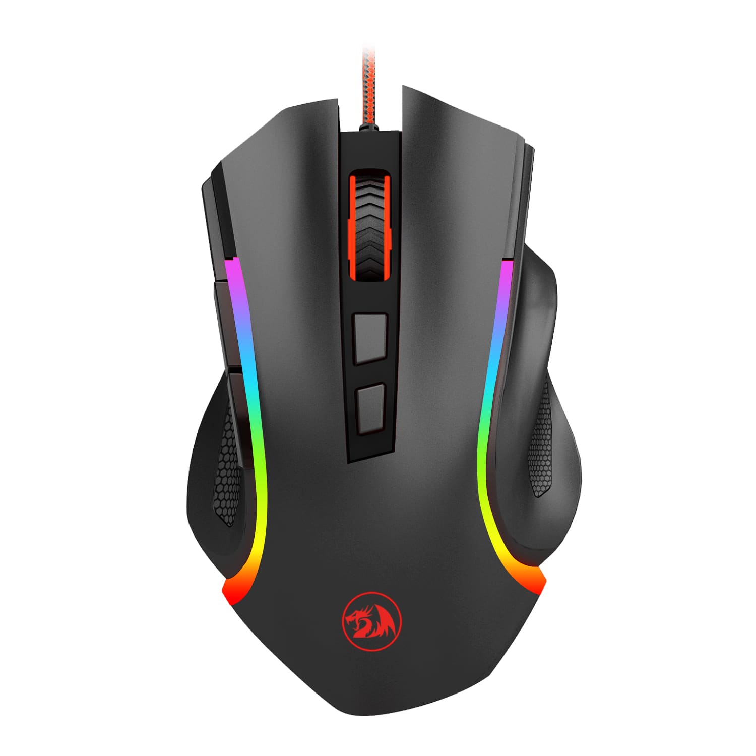 Front. REDRAGON - Griffin M607 Wired Optical Gaming Mouse - Black.