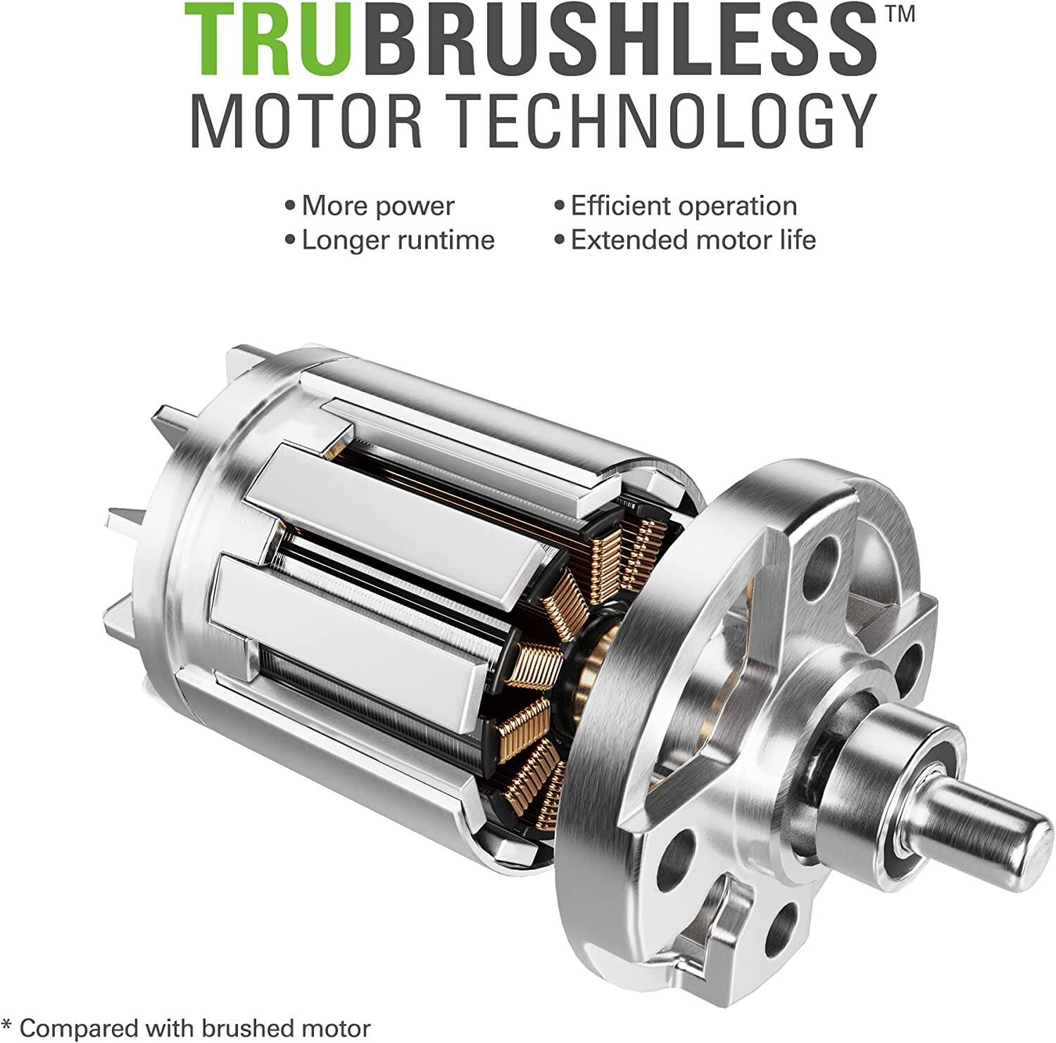 TRUBRUSHLESS™ MOTOR TECHNOLOGY

- More power
- Longer runtime
- Efficient operation
- Extended motor life

*Compared with brushed motor