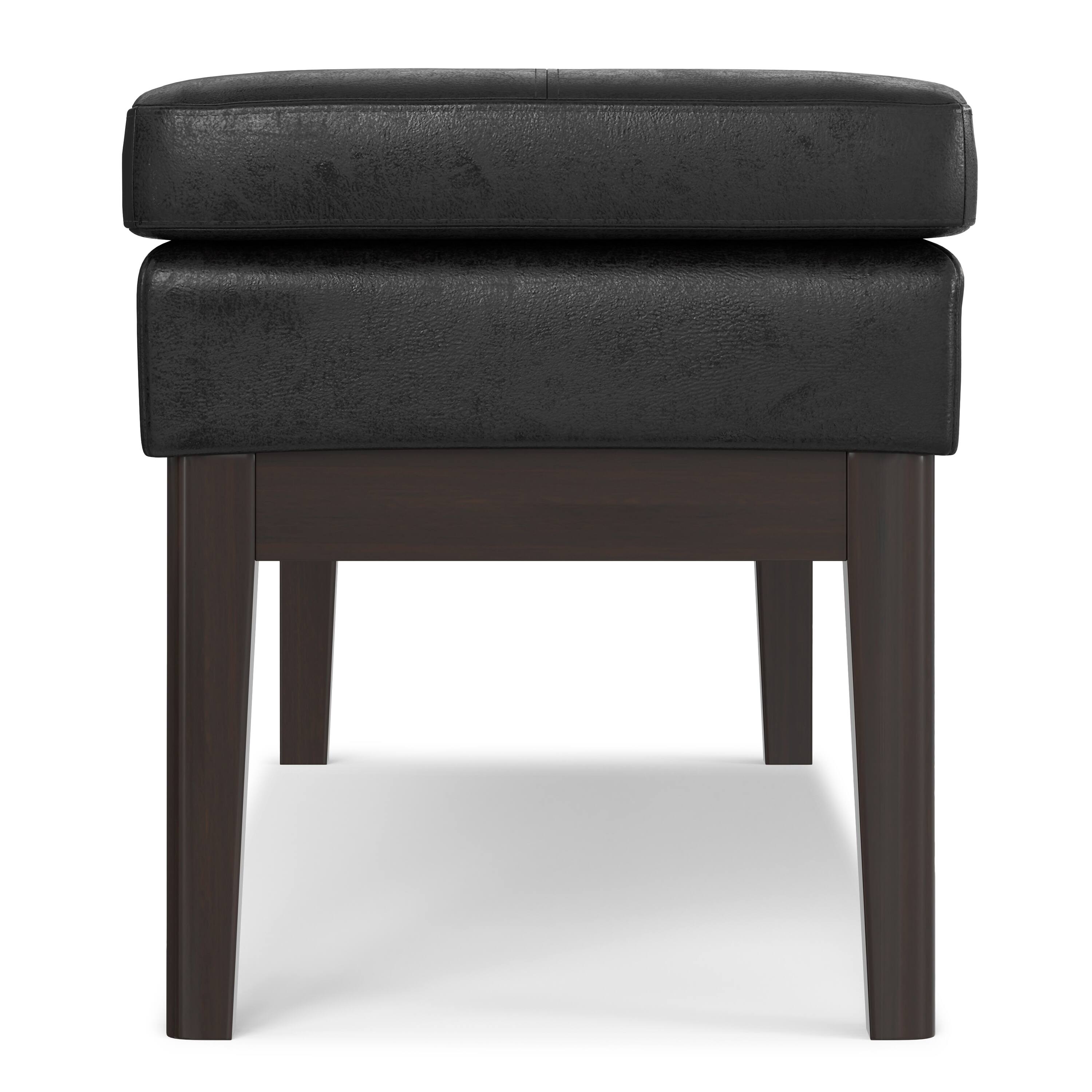 Alt View 1. Simpli Home - Carlson Ottoman Bench in Distressed Black - Distressed Black.