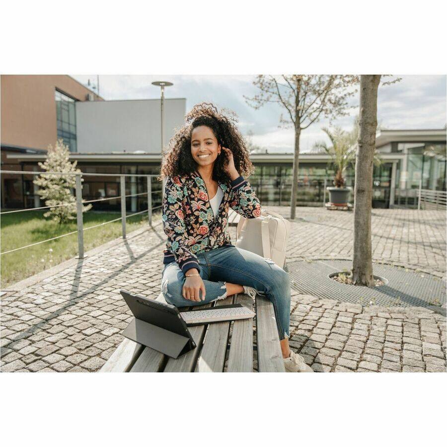 Alt View 3. CHERRY - CHERRY KW 7100 Keyboard - Multi-Device, Compact, 3 Bluetooth Channels, AES-128 Encryption, Status LEDS, Abrasion-proof - Cherry Blossom.