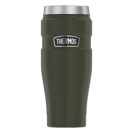 Front. Thermos - 16-Ounce Stainless King Vacuum-Insulated Stainless Steel Travel Tumbler - Pine Green.