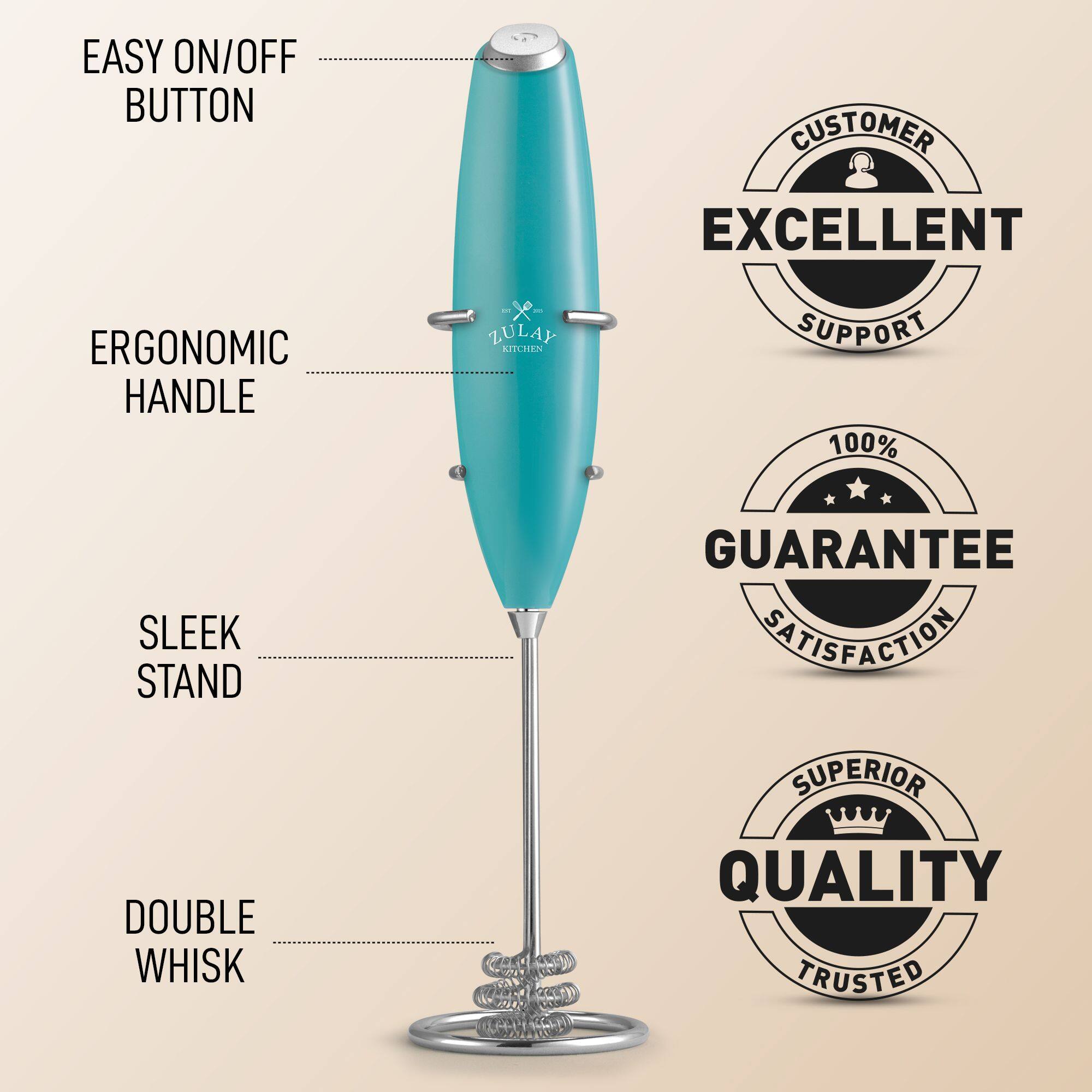 EASY ON/OFF BUTTON  
ERGONOMIC HANDLE  
SLEEK STAND  
DOUBLE WHISK  

CUSTOMER EXCELLENT SUPPORT  
100% GUARANTEE SATISFACTION  
SUPERIOR QUALITY TRUSTED