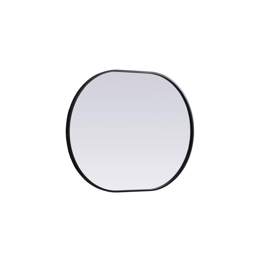 Left. Elegant Decor - Metal Frame Oval Mirror 27x36 Inch in Black - Black.