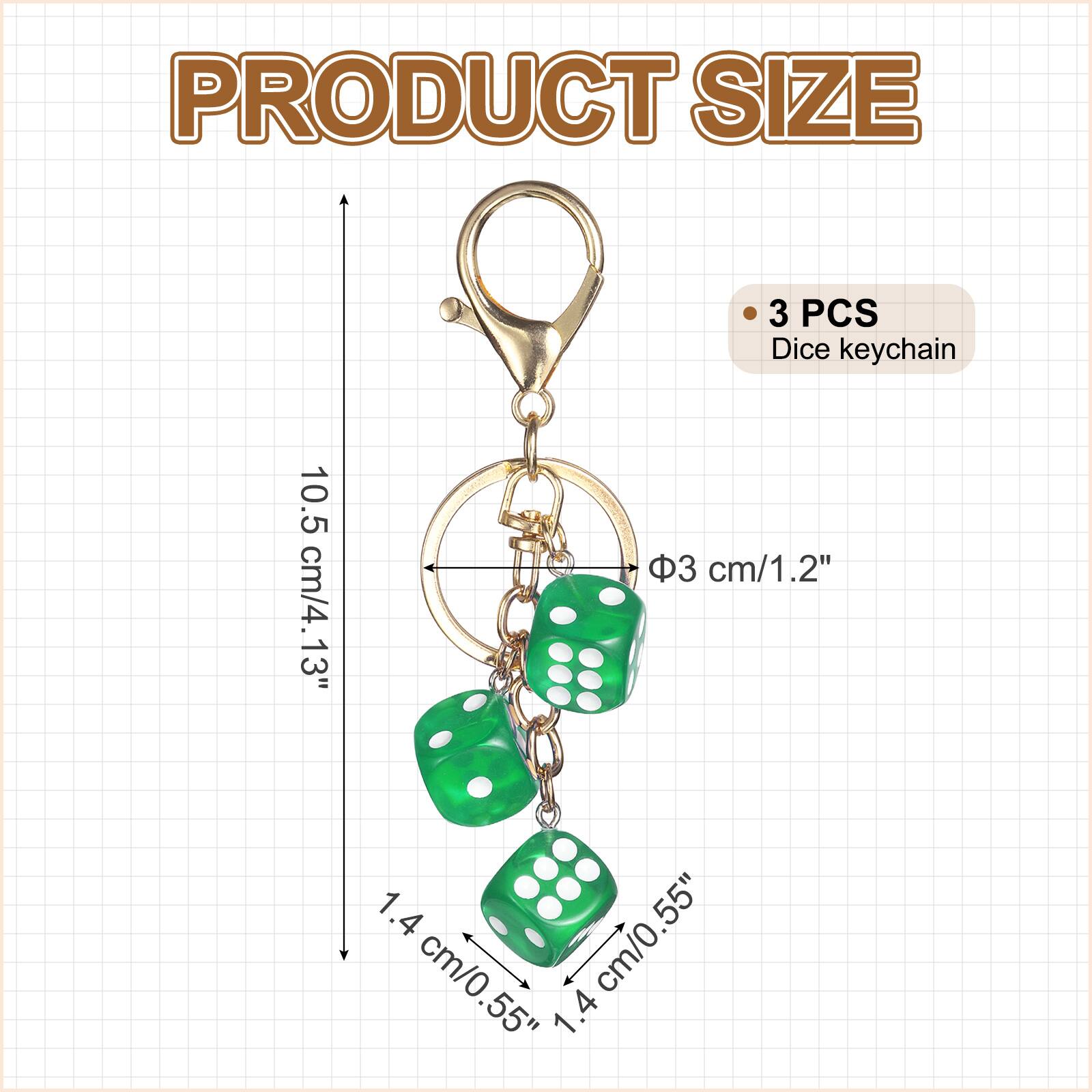 PRODUCT SIZE

3 PCS Dice keychain

10.5 cm/4.13"

3 cm/1.2"

1.4 cm/0.55"