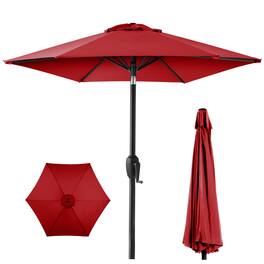 Best Choice Products - 7.5ft Heavy-Duty Outdoor Market Patio Umbrella w/ Push Button Tilt, Easy Crank - Red