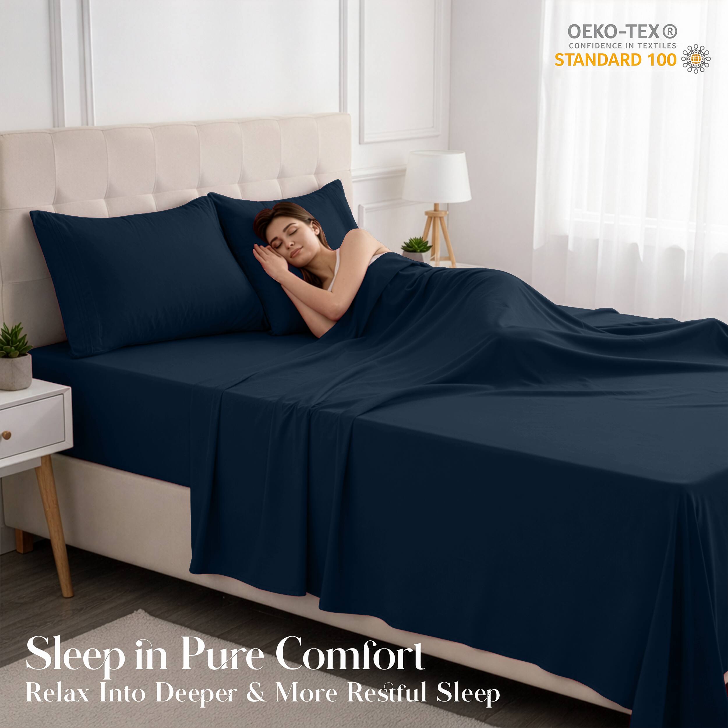 - OEKO-TEX® CONFIDENCE IN TEXTILES STANDARD 100
- Sleep in Pure Comfort
- Relax Into Deeper & More Restful Sleep