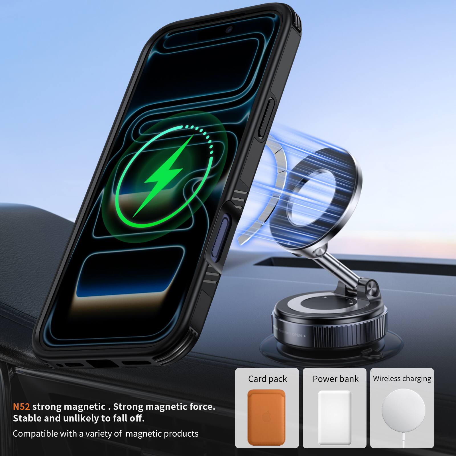 OPEN Card pack Power bank Wireless charging N52 strong magnetic - Strong magnetic force. Stable and unlikely to fall off. Compatible with a variety of magnetic products