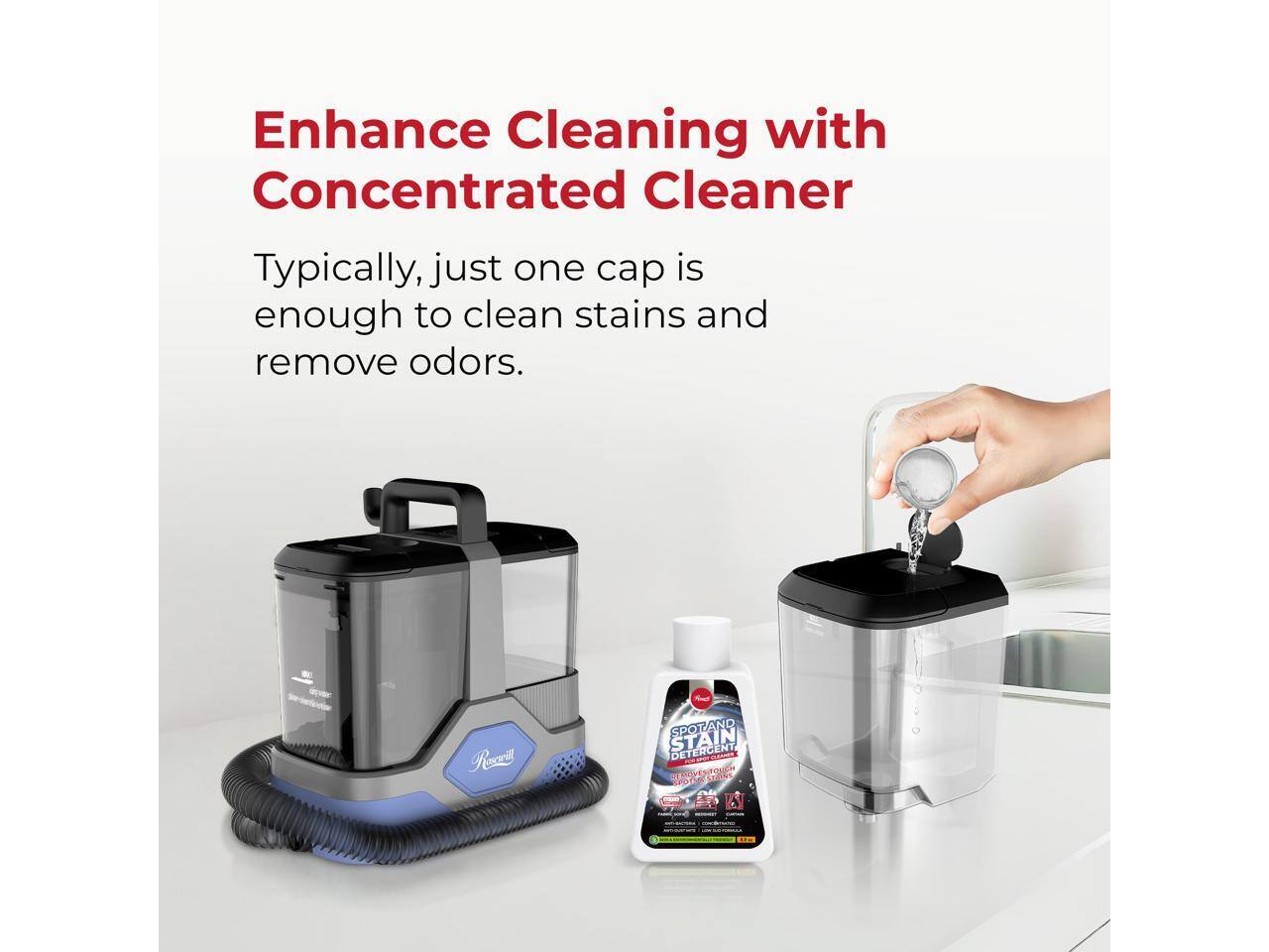 Enhance Cleaning with Concentrated Cleaner

Typically, just one cap is enough to clean stains and remove odors.

Resse SPOT AND STAIN DETERGENT