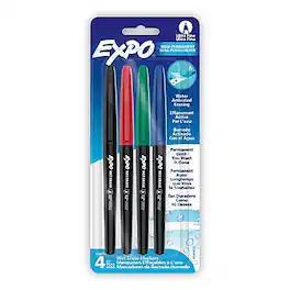 Expo - Wet Erase Markers, Fine Tip, 4/Pack - Assorted