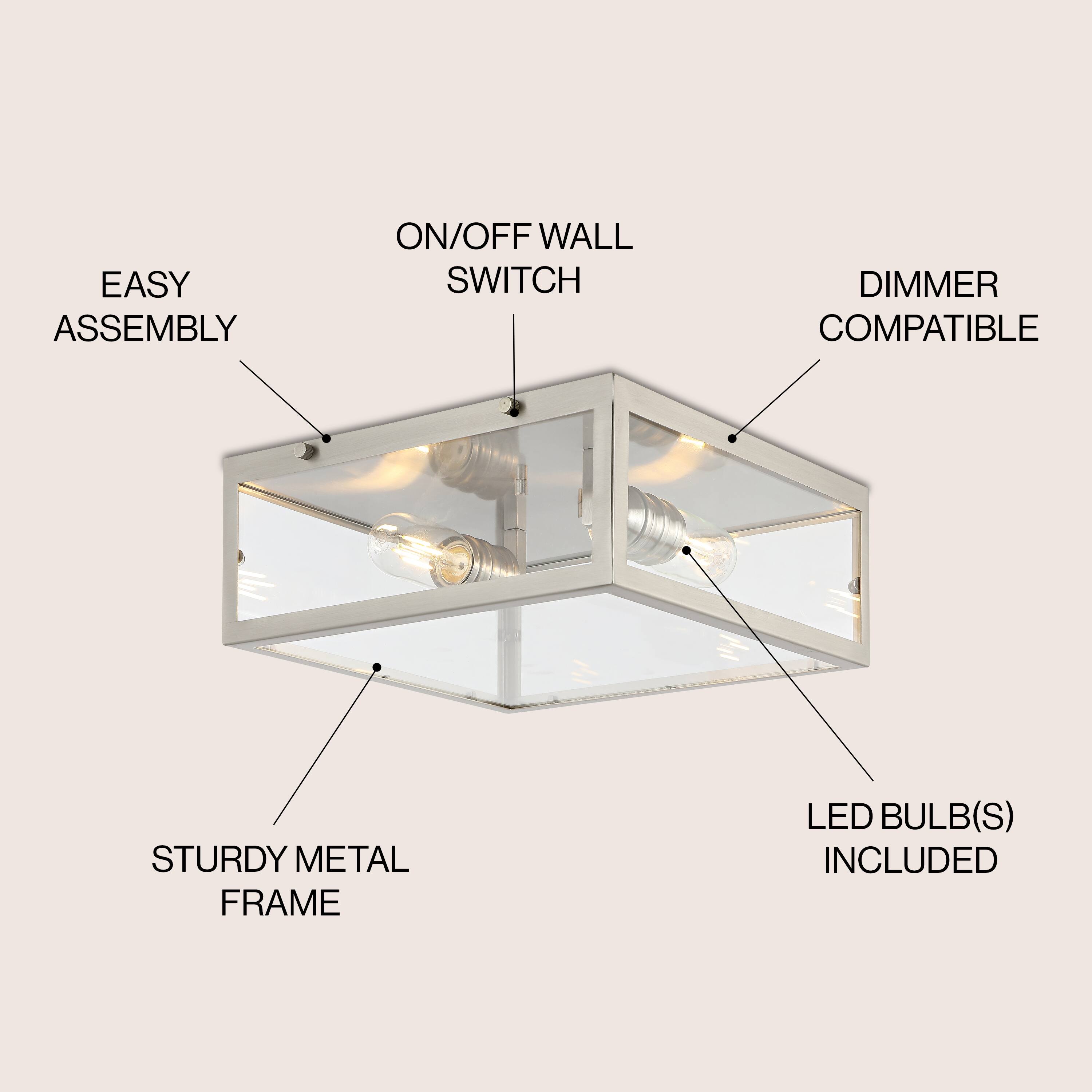 EASY ASSEMBLY ON/OFF WALL SWITCH DIMMER COMPATIBLE STURDY METAL FRAME LED BULB(S) INCLUDED