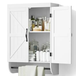 Empire DigiLabs - Bathroom Storage Wall Cabinet Over The Toilet With Adjustable Shelf Space Saver 2-door Metal Bar - Default