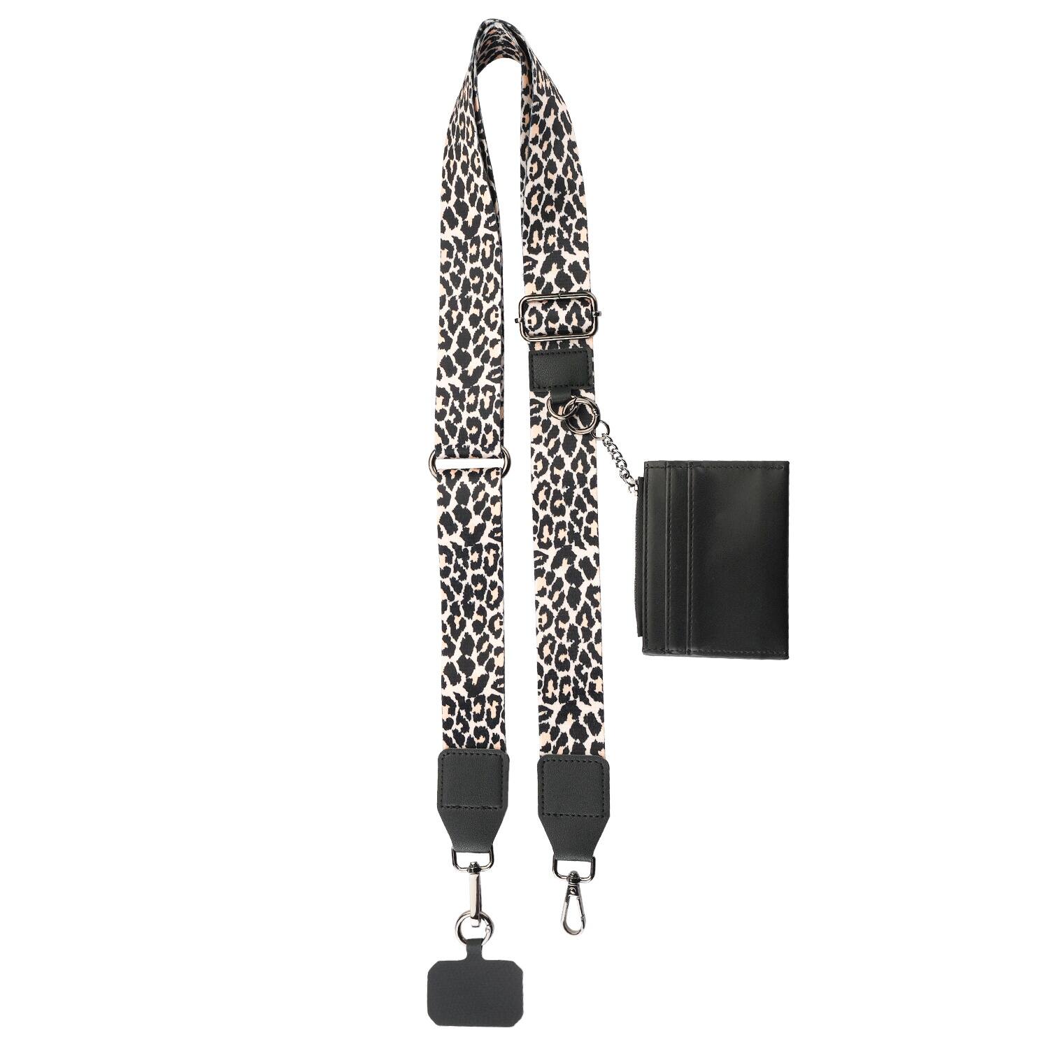 Front. Mybat - MyBat Wild Thing Adorn Series Crossbody Phone Strap + Wallet - Leopard Print - Leopard.