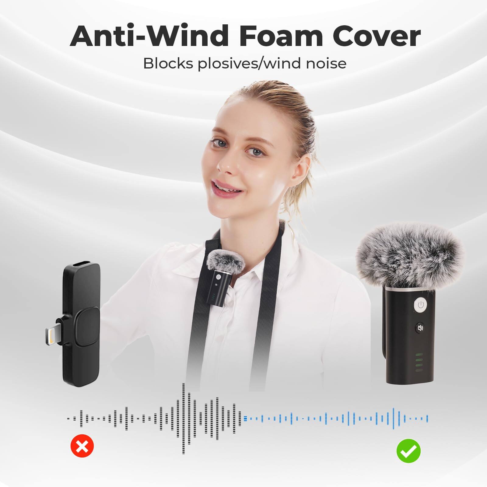 Anti-Wind Foam Cover  
Blocks plosives/wind noise