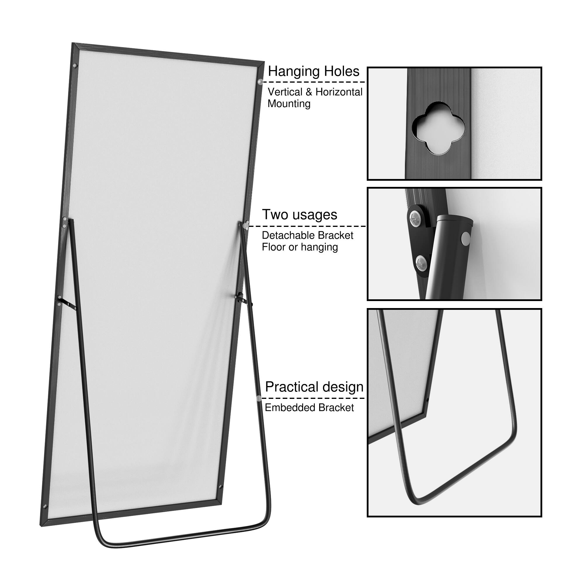 Hanging Holes  
Vertical & Horizontal Mounting  

Two usages  
Detachable Bracket  
Floor or hanging  

Practical design  
Embedded Bracket
