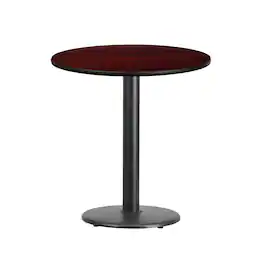 Emma + Oliver - 24" Round Laminate Table Top with 18" Round Table Height Base - Mahogany