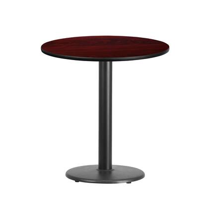 Front. Emma + Oliver - 24" Round Laminate Table Top with 18" Round Table Height Base - Mahogany.