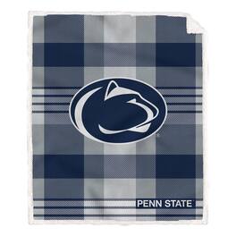 Pegasus - Penn State Nittany Lions 60" x 70" Plaid Steel Royal Plush Sherpa Blanket - Multicolor