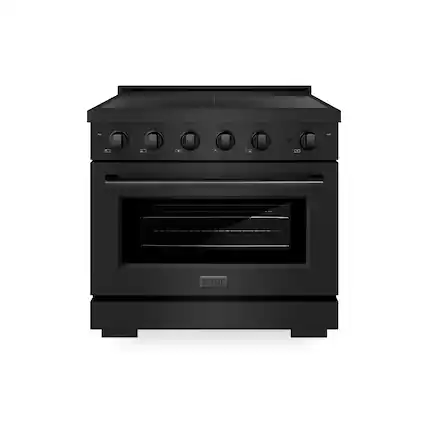 Front. ZLINE - 36 in. 5.2 cu. ft. Paramount Freestanding Induction Range with 5 Burners and Electric Oven in Black Stainless Steel - Black Stainless Steel.