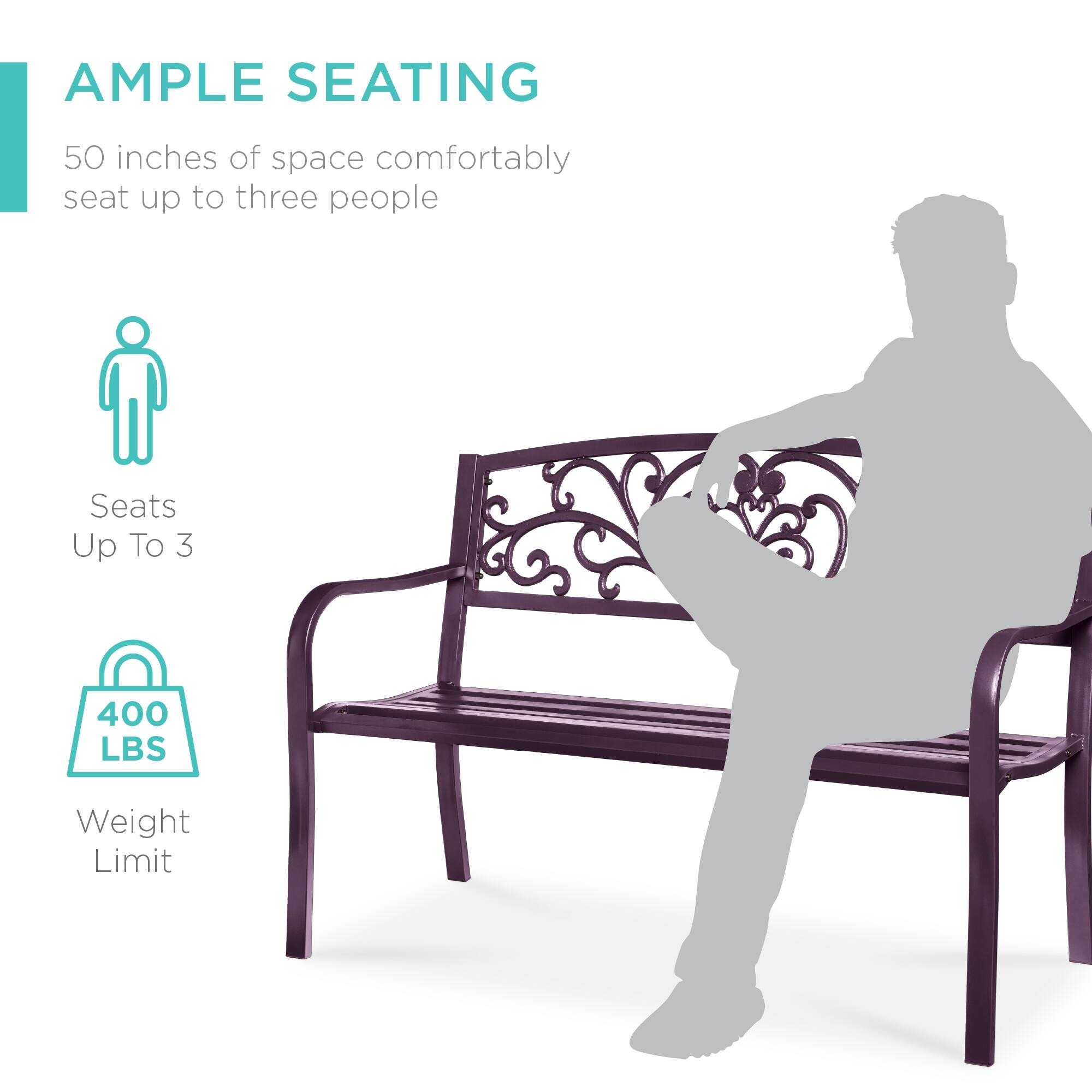 AMPLE SEATING

50 inches of space comfortably seat up to three people

Seats Up To 3

400 LBS Weight Limit