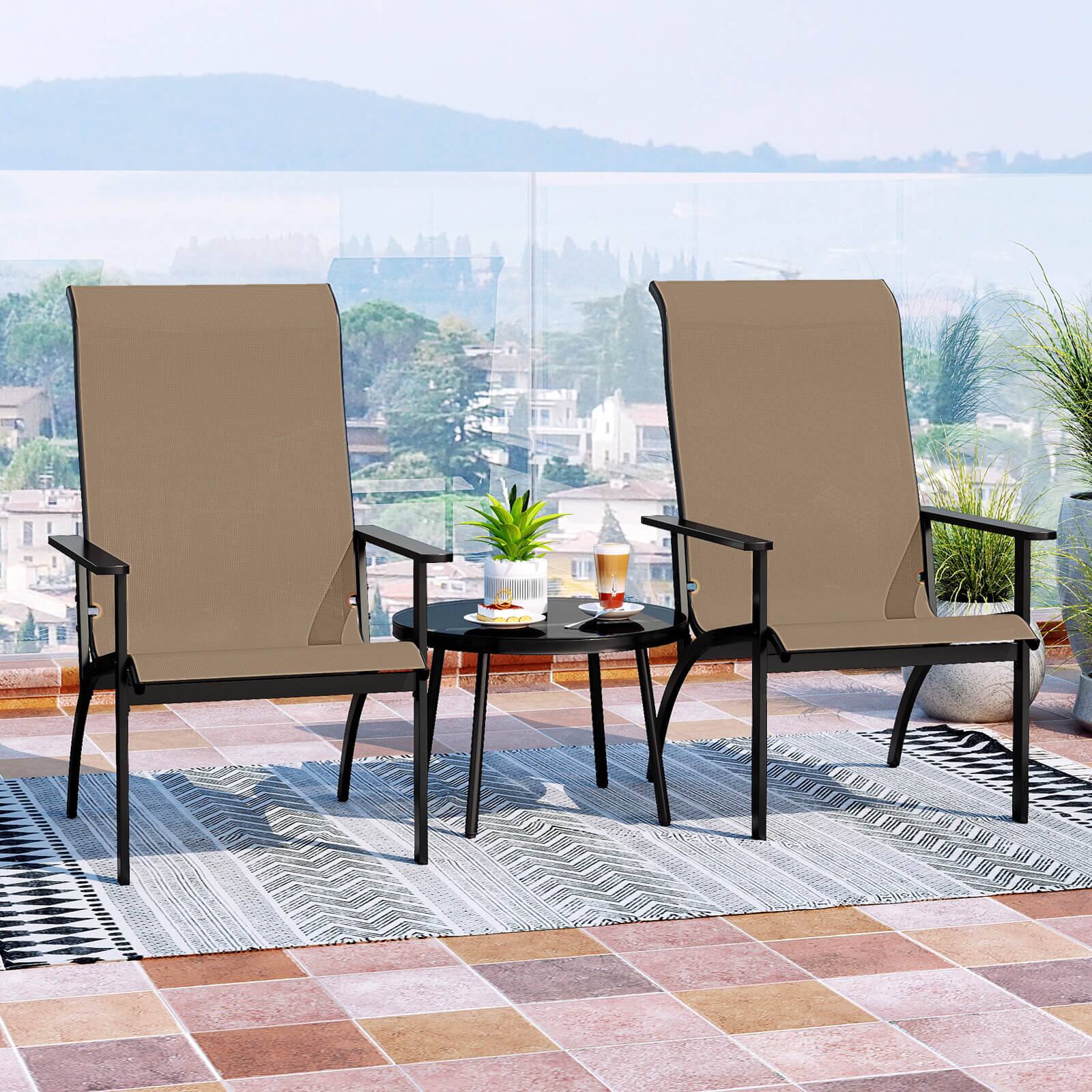 Alt View 3. Costway - Costway 1PCS Adirondack Chair with 400 lbs Weight Capacity High Back and Metal Frame Outdoor - Brown.