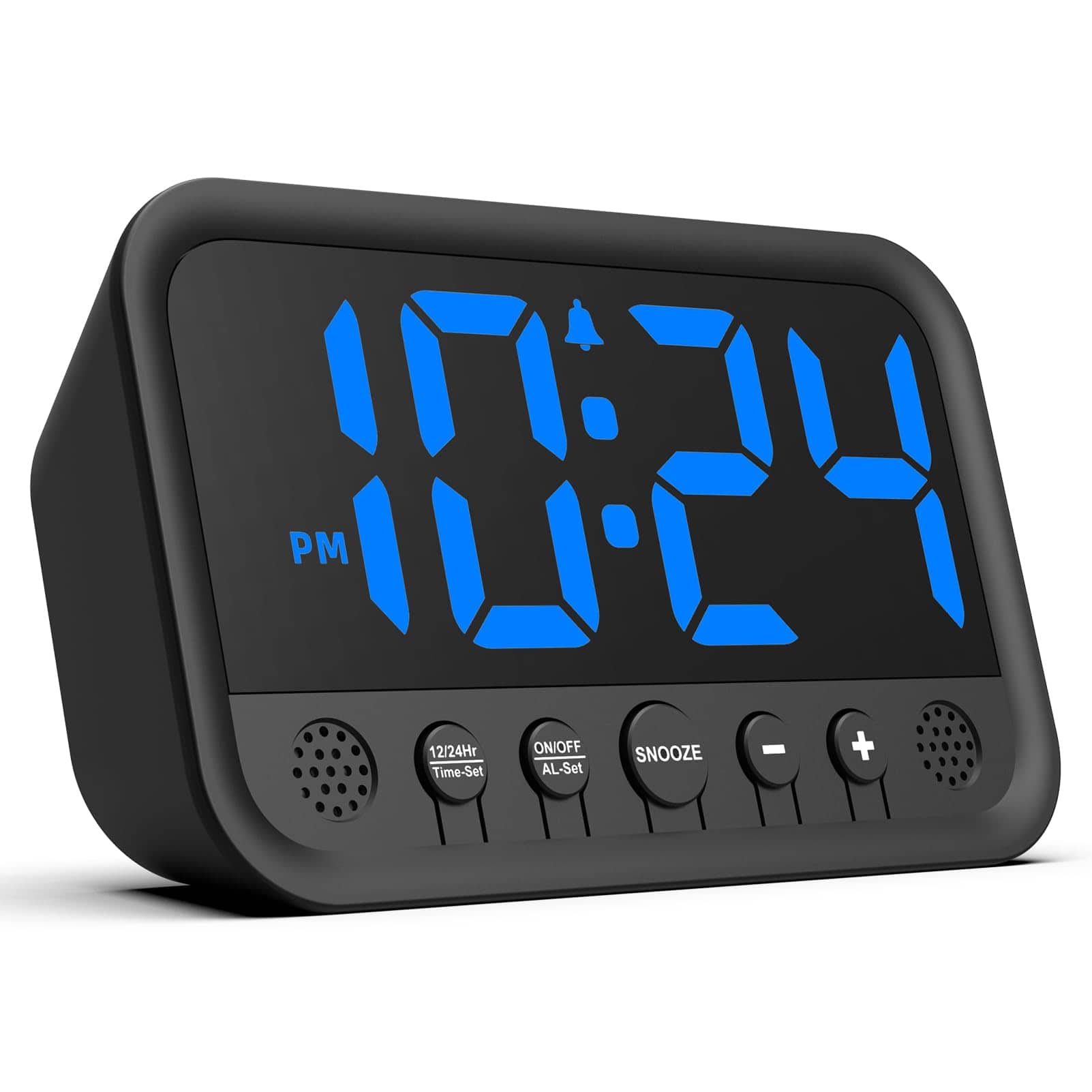 Dazzed Corner - LED Digital Clock for Bedroom, Loud Alarm Clock for Heavy Sleepers Adults,Nightstand Clock - Black