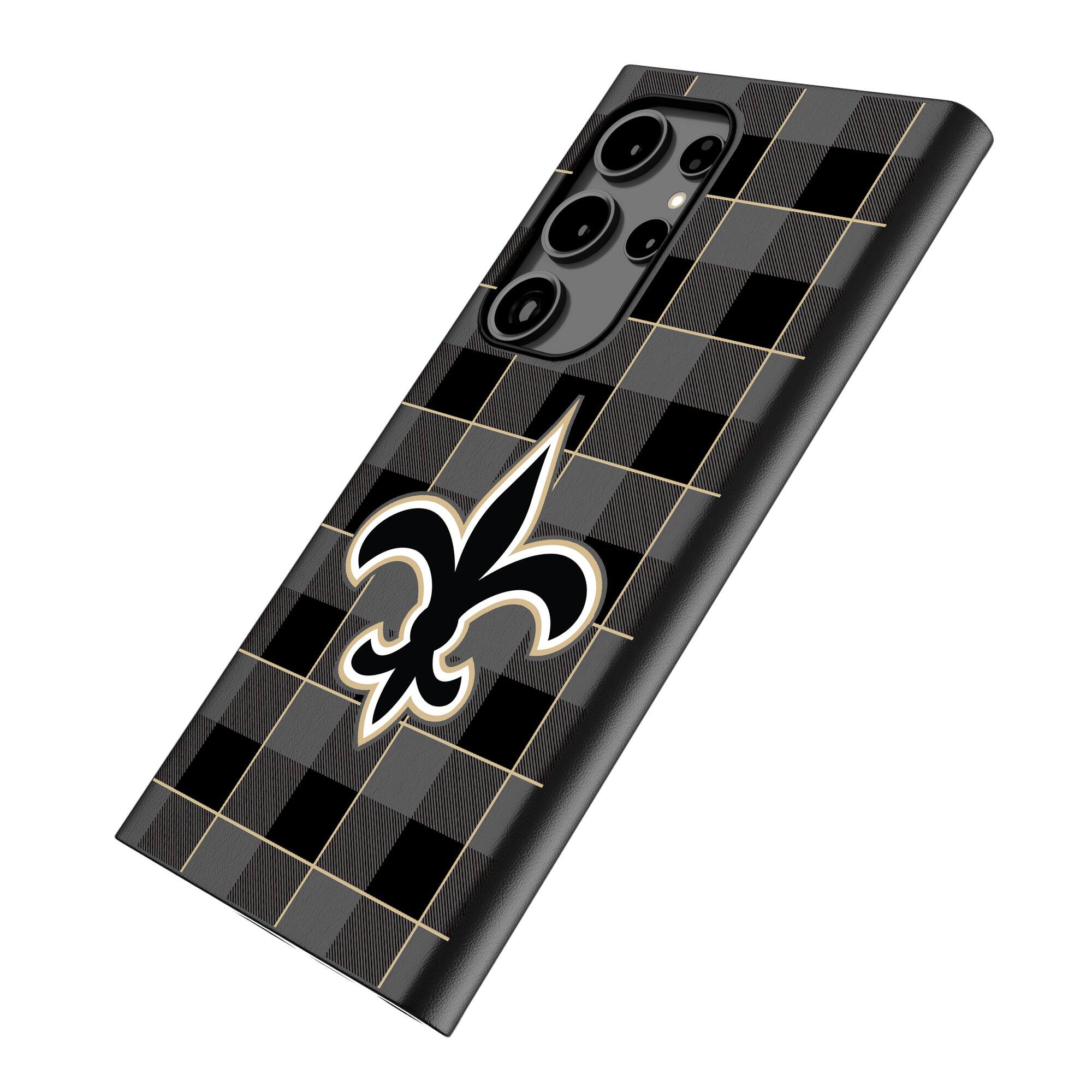 Alt View 1. Keyscaper - New Orleans Saints Plaid Galaxy Magnetic Bump Case - S25 - Black.