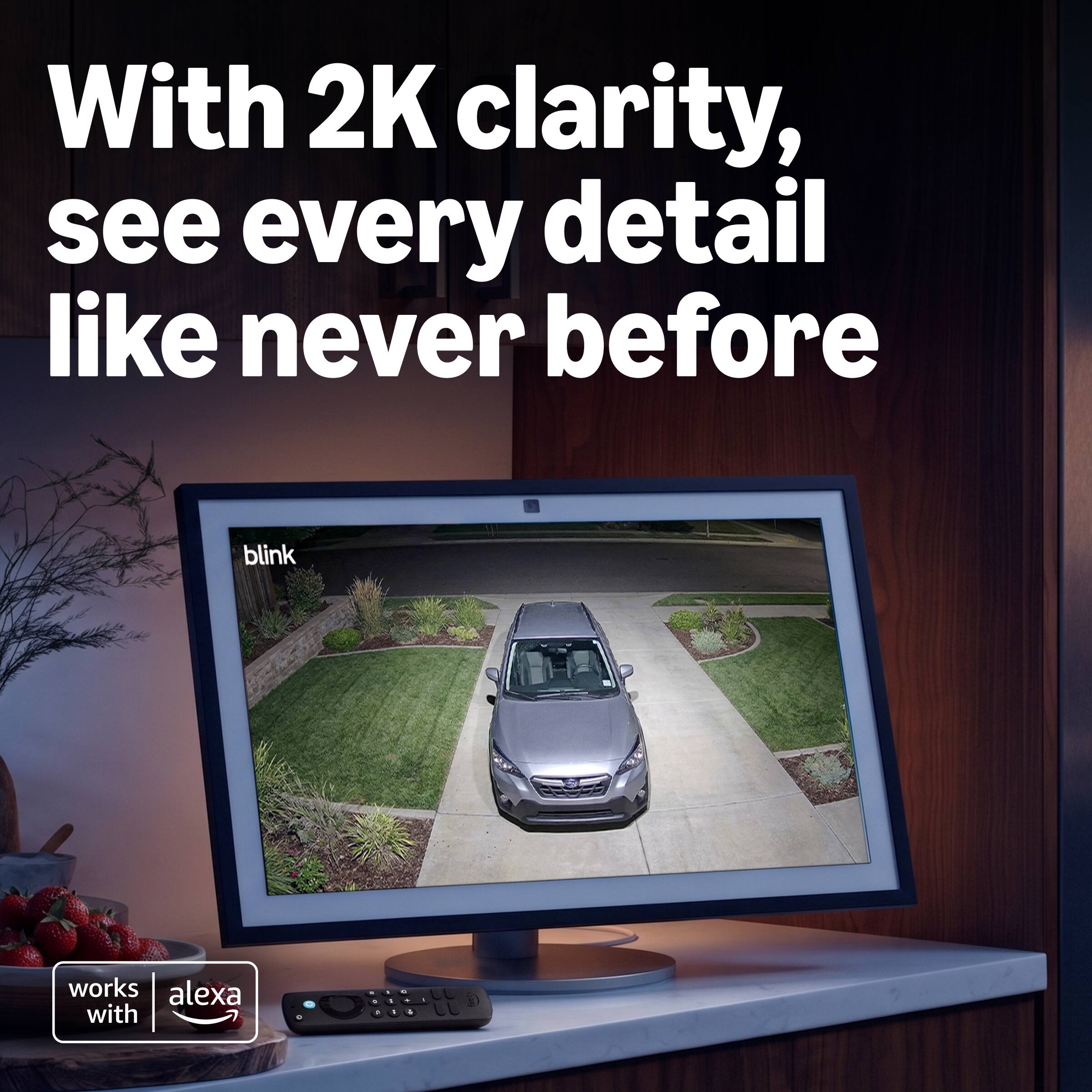 With 2K clarity, see every detail like never before. Blink works with Alexa.