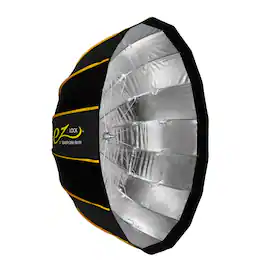 Glow - EZ Lock 34" Collapsible Silver Beauty Dish Softbox w/Bowens Mount Speedring and Deflection Disk, 16 Ribbed