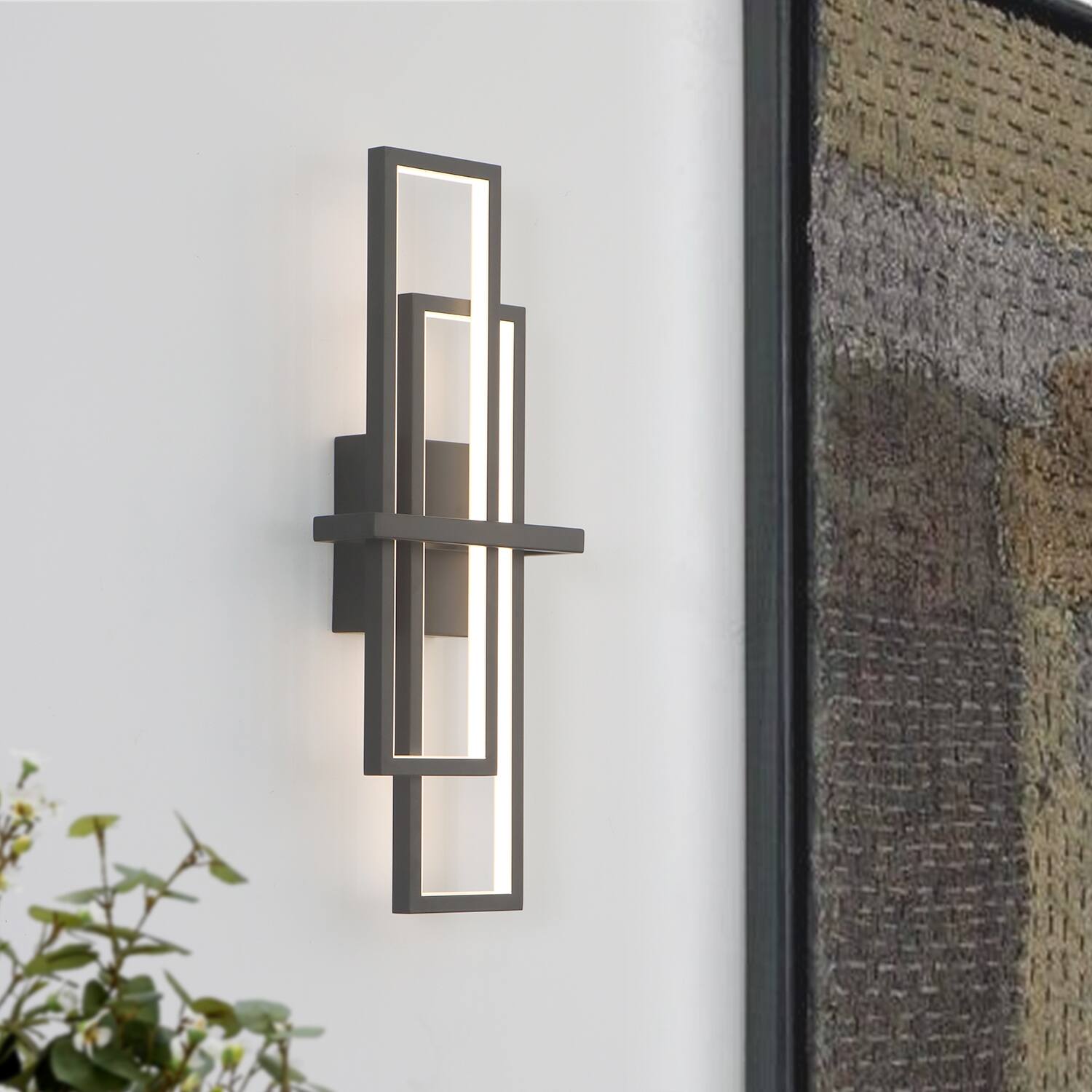 Back. Umeiluce - 24" LED Flush-Mounted Wall Sconces Light Warm Light Switch Dimmable Hardwired - Matte Black.