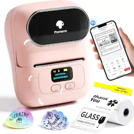Phomemo - M110 Bluetooth Thermal Label Printer, Mini Barcode & Sticker Label Maker for Home, Office & Small Business, Pink