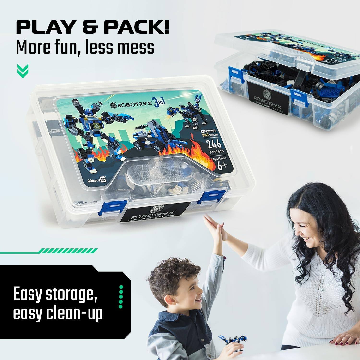 JitteryGit Robotryx Snabglider 3 in 1 Robot Building Set – 246 Piece ...