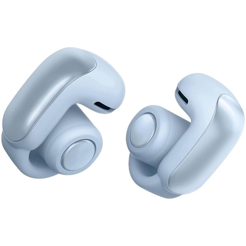 Left. Bose - Ultra Open Earbuds Bluetooth Open-Ear Clip-On Headphones + 26-Month Extended Warranty Protection - Moonstone Blue.