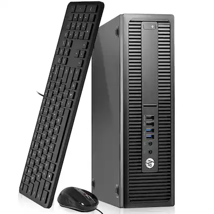 Front. HP - ProDesk Desktop Computer PC | Intel Core i5-4th 3.2GHz | 16GB DDR3 RAM | 512GB SSD | KB & Mouse | Wi-Fi | Windows11 - Black.