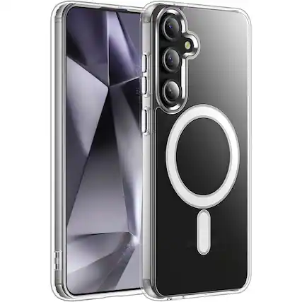 Front. Entronix - Entronix Magnetic Case for Samsung Galaxy S25 Plus - Slim Clear Hard Back Design - Clear.