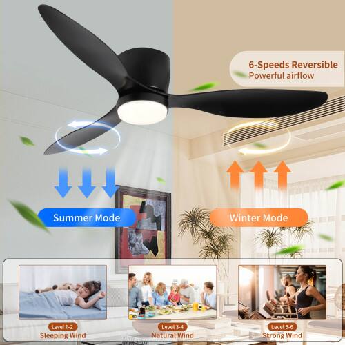 6-Speeds Reversible Powerful airflow Summer Mode Winter Mode Level 1-2 Sleeping Wind Level 3-4 Natural Wind Level 5-6 Strong Wind