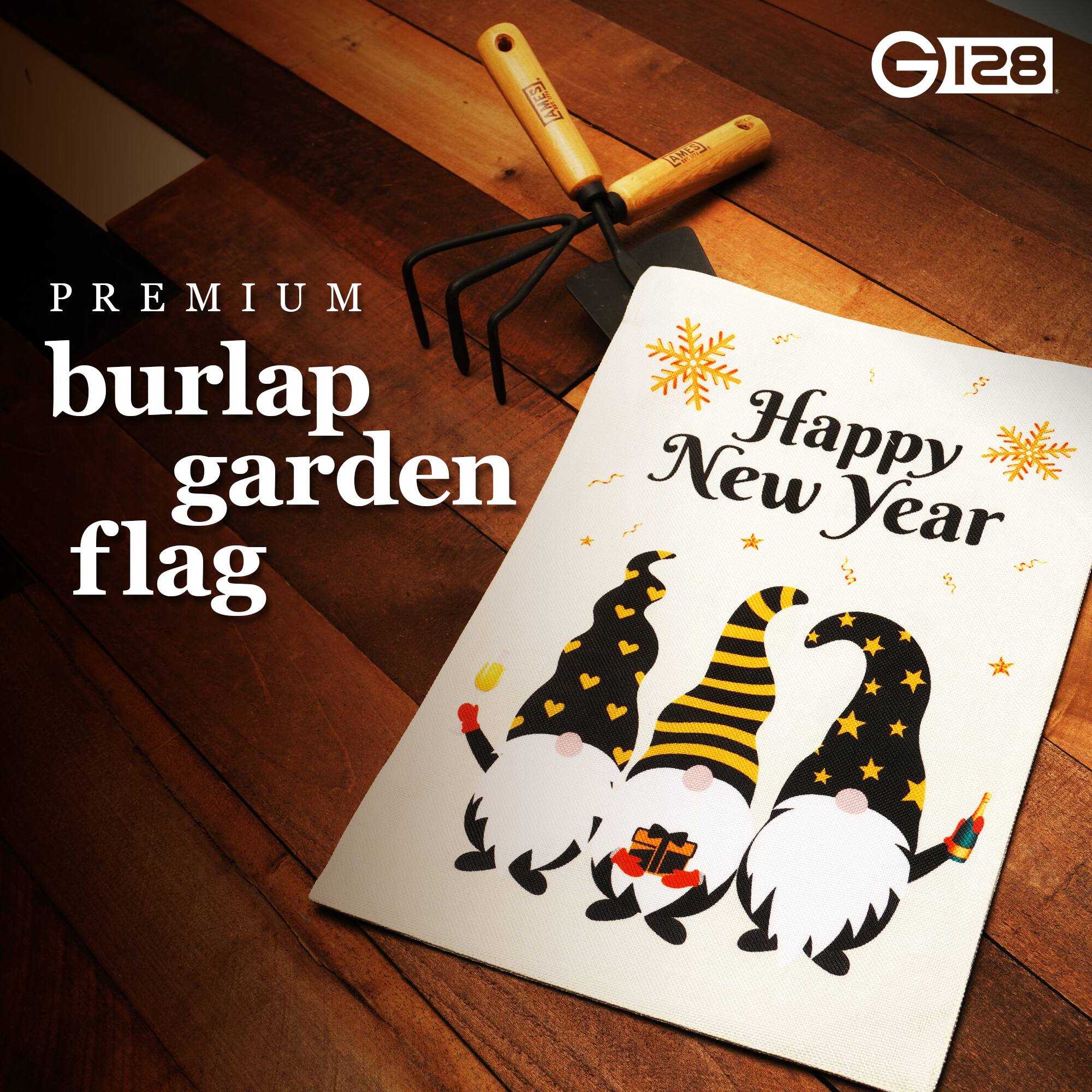 PREMIUM burlap garden flag

Happy New Year