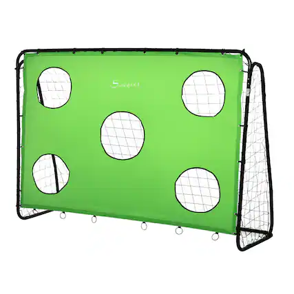 Front. Soozier - 8 x 3ft Soccer Goal Target Goal 2 in 1 Design Indoor Outdoor Backyard with All Weather Polyester Net Best Gift - Black,Green.