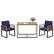 Front. Costway - 3 PCS Patio Dining Table Set with Bistro Chairs Large Coffee Table Seat Cushions - Navy Blue.