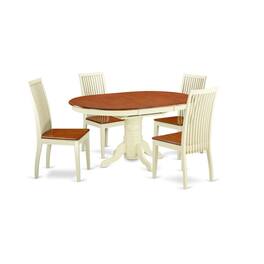 East West Furniture - Dining Room Set Buttermilk & Cherry - Brown